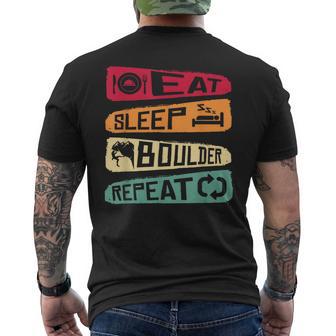 Bouldern Climbing Eat Sleep Boulder Repeat Boulderer T-Shirt mit Rückendruck - Geschenkecke