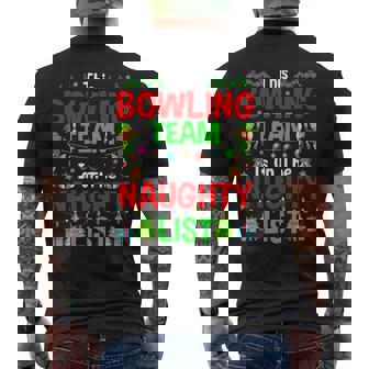 This Bowling Team On Naughty List Cute Christmas Elf Men's Back Print T-Shirt - Monsterry