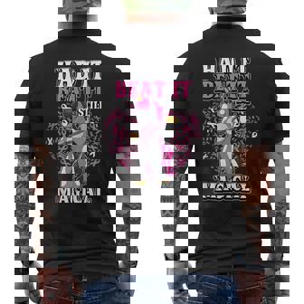 Breast Cancer Survivor Pink Ribbon Magical Unicorn Beat It Tank Top Men's Back Print T-Shirt - Monsterry