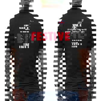 British Well Festive Christmas Innit UK Flag Slang Men's Back Print T-Shirt - Monsterry