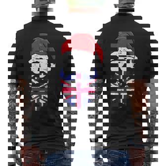British Flag Santa Claus Sunglasses Hat UK Beard Christmas Men's Back Print T-Shirt - Monsterry