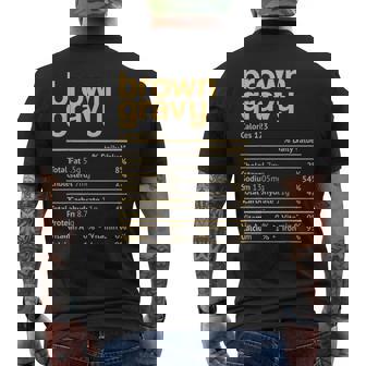 Brown Gravy Nutrition Facts Thanksgiving Christmas Men's Back Print T-Shirt - Monsterry