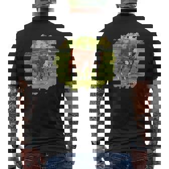 Brown Hereford Cow & Cute Calf Farm Animals Men's Back Print T-Shirt - Monsterry