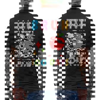 Bruh 100Th Day Of School Apple Dab 100 Days Of School Men's T-shirt Back Print - Seseable