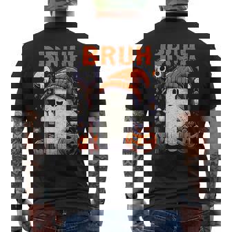 Bruh Ghost Halloween Cute Ghost Candy Kids Men's Back Print T-Shirt - Monsterry