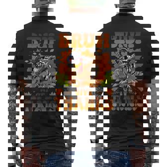 Bruh Give Thanks Dabbing Turkey Thanksgiving Thankful Boys Men's Back Print T-Shirt - Monsterry