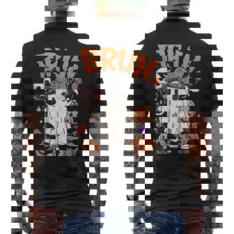 Bruh Halloween Cute Ghost Trick Or Treat Candy Kids Vintage Men's Back Print T-Shirt - Monsterry