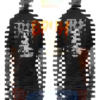 Bruh Halloween Gaming Ghost Boys Kids Gamer Spooky Men's Back Print T-Shirt - Monsterry