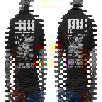 Bruh Its My Birthday Master Builder Dabbing Blocks Bricks Men's T-shirt Back Print - Monsterry