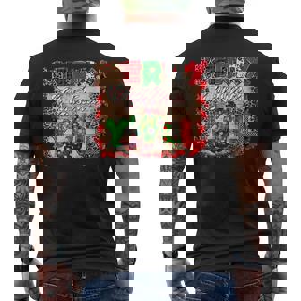 Buffalo Plaid Merry Christmas Y'All With Cowboy Boots Rodeo Men's Back Print T-Shirt - Monsterry