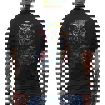 Búho Geométrico Amante De Los Animales Colorido Pájaro Arte Animal Búho Camiseta Hombre Estampado Espalda - Regaloses