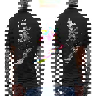 Bunny Rabbit Skiing Skier Ski Winter Snow Men's Back Print T-Shirt - Monsterry