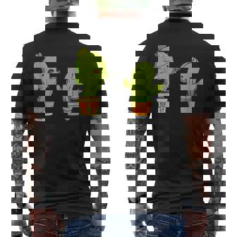Cactus On The Pot Ambush Desert Plant Cactus Men's Back Print T-Shirt - Monsterry