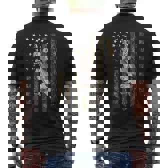 Camo American Flag Western Screech-Owl Bird 4th Of July Men's Back Print T-Shirt - Monsterry