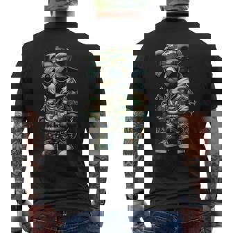 Camo Teddy Bear Hip-Hop Streetwear-Urban Camouflage Bear Men's T-shirt Back Print - Thegiftio UK