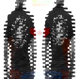 Canada Est 1867 Proud Canadian Vintage Maple Leaf Merch Men's T-shirt Back Print | Mazezy