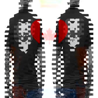 Canada Heart Canadian Flag Maple Leaf Canadian Roots Men's Back Print T-Shirt - Monsterry