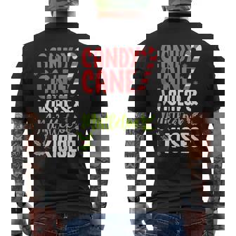 Candy Cane Wishes And Mistletoe Kisses Christmas Tank Top Men's Back Print T-Shirt - Monsterry
