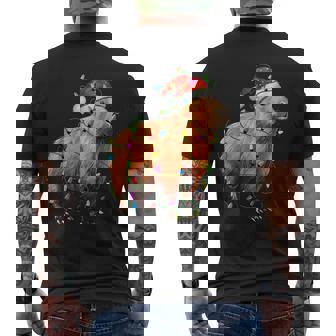 Capybara Santa Christmas Tree Lighting Xmas Men's Back Print T-Shirt - Monsterry