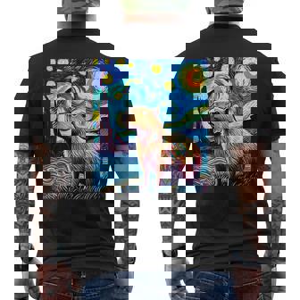 Capybara Van Gogh Style Starry Night Light Graphic Weird Men's T-shirt Back Print - Thegiftio