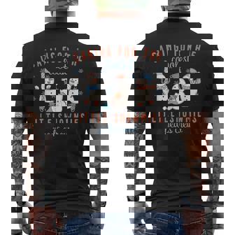 Caring For The Coolest Little Snowmies Peds Crew Christmas Men's Back Print T-Shirt - Monsterry