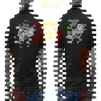 Cat Christmas Wreath Joy Men's Back Print T-Shirt - Monsterry