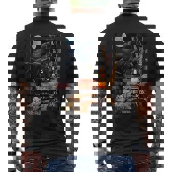 Cat Reading Books Witchcraft Ritual Men's Back Print T-Shirt - Monsterry
