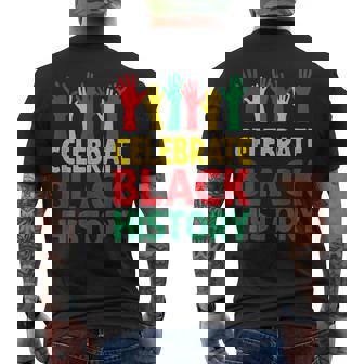 Celebrate History Month Colorful Hands Teacher Men's Back Print T-Shirt - Monsterry