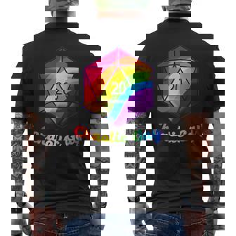 Chaotic Gay Rainbow Pride D20 Dice Shirt Men's Back Print T-Shirt - Monsterry