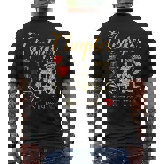 Chapter 48 Years EST 1974 48th Birthday Red Rose Wine Crown Men's Back Print T-Shirt - Monsterry