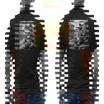 Charming Cottagecore Aesthetic Banjo Serenade Alligator Tank Top Men's Back Print T-Shirt - Monsterry