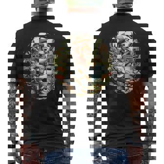 Charming Cottagecore Aesthetic Banjo Serenade Dachshund Men's Back Print T-Shirt - Monsterry