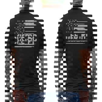 Cheer Dad American Flag USA Cheerleader Dad Father Patriotic Men's Back Print T-Shirt - Monsterry