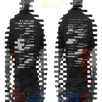 Chef Knife Set Types Of Knives Cooking Culinary Kitchen Men's Back Print T-Shirt - Monsterry