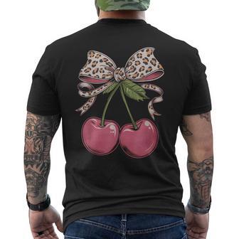 Cherry Cherries Leopard Bow Men's T-shirt Back Print - Thegiftio UK