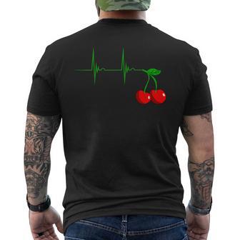 Cherry Heartbeat Cherries Fruits Ecg Pulse T-Shirt mit Rückendruck - Geschenkecke