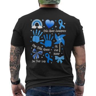 Child Abuse Prevention Awareness Month Pinwheel Ribbon Bow Men's T-shirt Back Print - Thegiftio UK