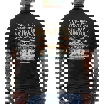 Chillin With My Snowmies Snowman Festive Leopard Men's Back Print T-Shirt - Monsterry