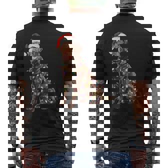 Chocolate Lab Christmas Joy Christmas Lights Festive Holiday Men's Back Print T-Shirt - Monsterry