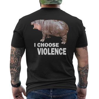 Choose Violence Meme Moo Deng Ungovernable Men's Back Print T-Shirt - Monsterry