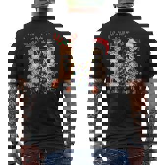Christmas Cats Reindeer Lights Festive Pajamas Men's Back Print T-Shirt - Monsterry