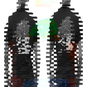 Christmas Cats Under Christmas Tree Holiday Men's Back Print T-Shirt - Monsterry