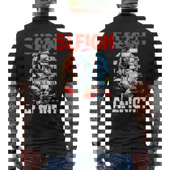 Christmas Gamer Boys Sleigh All Night Video Game Santa Xmas Men's Back Print T-Shirt - Monsterry