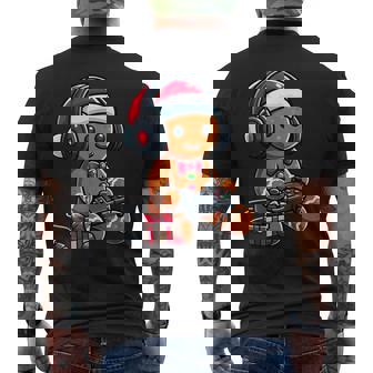 Christmas Gamer Gingerbread Xmas Gaming Men Boys Kids Men's Back Print T-Shirt - Monsterry