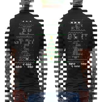 Christmas Let's Get Lit Tree Knit Ugly Sweater Men's Back Print T-Shirt - Monsterry