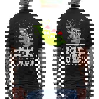 Christmas Pun Lover Peas On Earth World Peace Vegan Men's Back Print T-Shirt - Monsterry