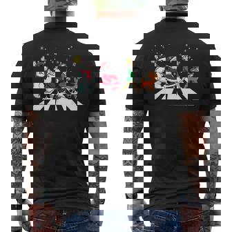 Christmas Road Snowman Santa Elf Reindeer Xmas Crosswalk Men's Back Print T-Shirt - Monsterry