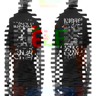 Christmas Teacher Kindergarten Elf Squad Xmas Lights Pajamas Men's Back Print T-Shirt - Monsterry
