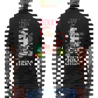 Christmas Tennis Pajamas Matching Xmas Tennis Racket Holiday Men's Back Print T-Shirt - Monsterry