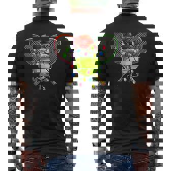Christmas Tennis Xmas Christmas Tree Lights Tennis Player Men's Back Print T-Shirt - Monsterry
